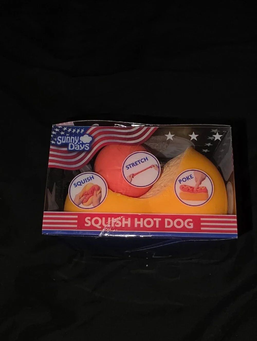 Sunny Days Squish Hot Dog Toy in Yellow & Red